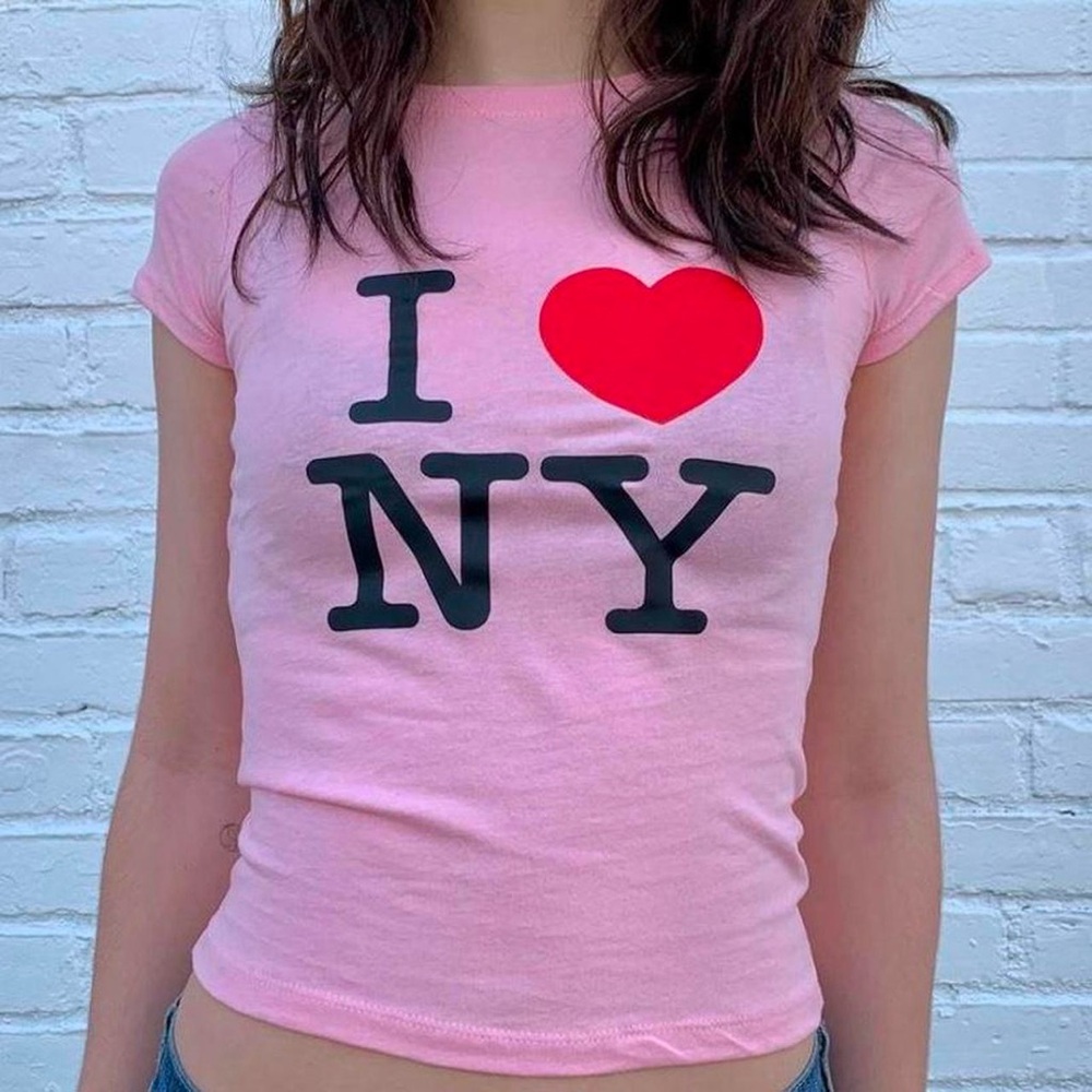 pink i heart ny baby tee